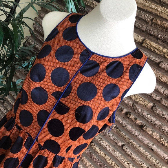 Anthropologie MAEVE Navy Blue Polka Dot Dress - Picture 2 of 8